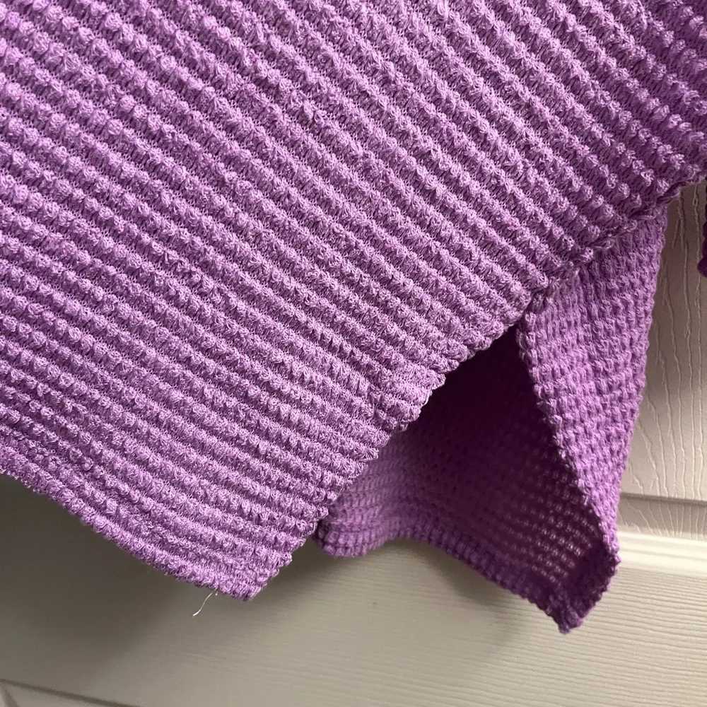 Zenana Outfitters Purple  Waffle Knit Top Dolman Sleeves Large/XLarge - Picture 6 of 6
